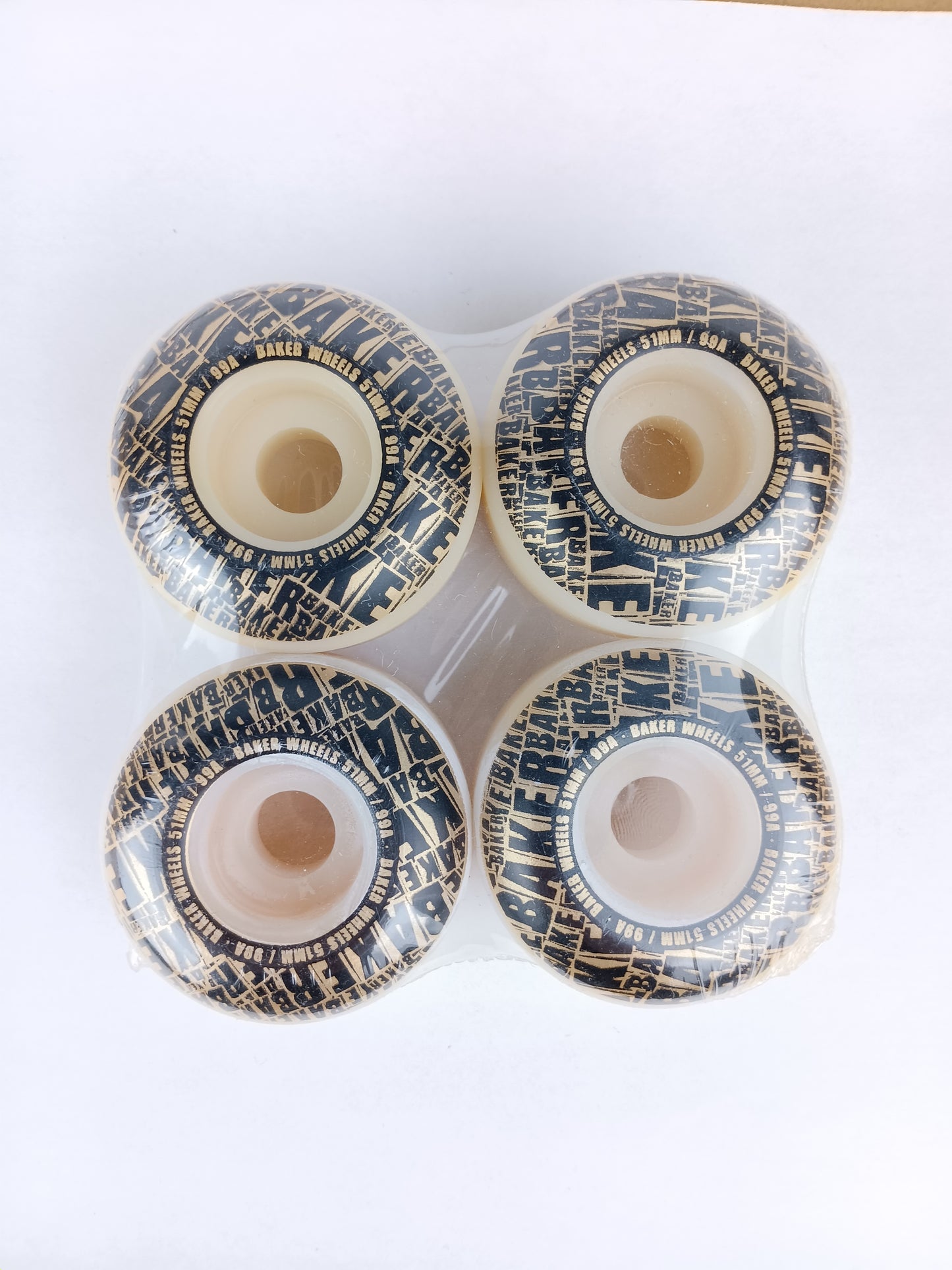 Baker Baker Team Logo All Over Print Gold Black Size 51MM 99A Vintage NOS Wheels