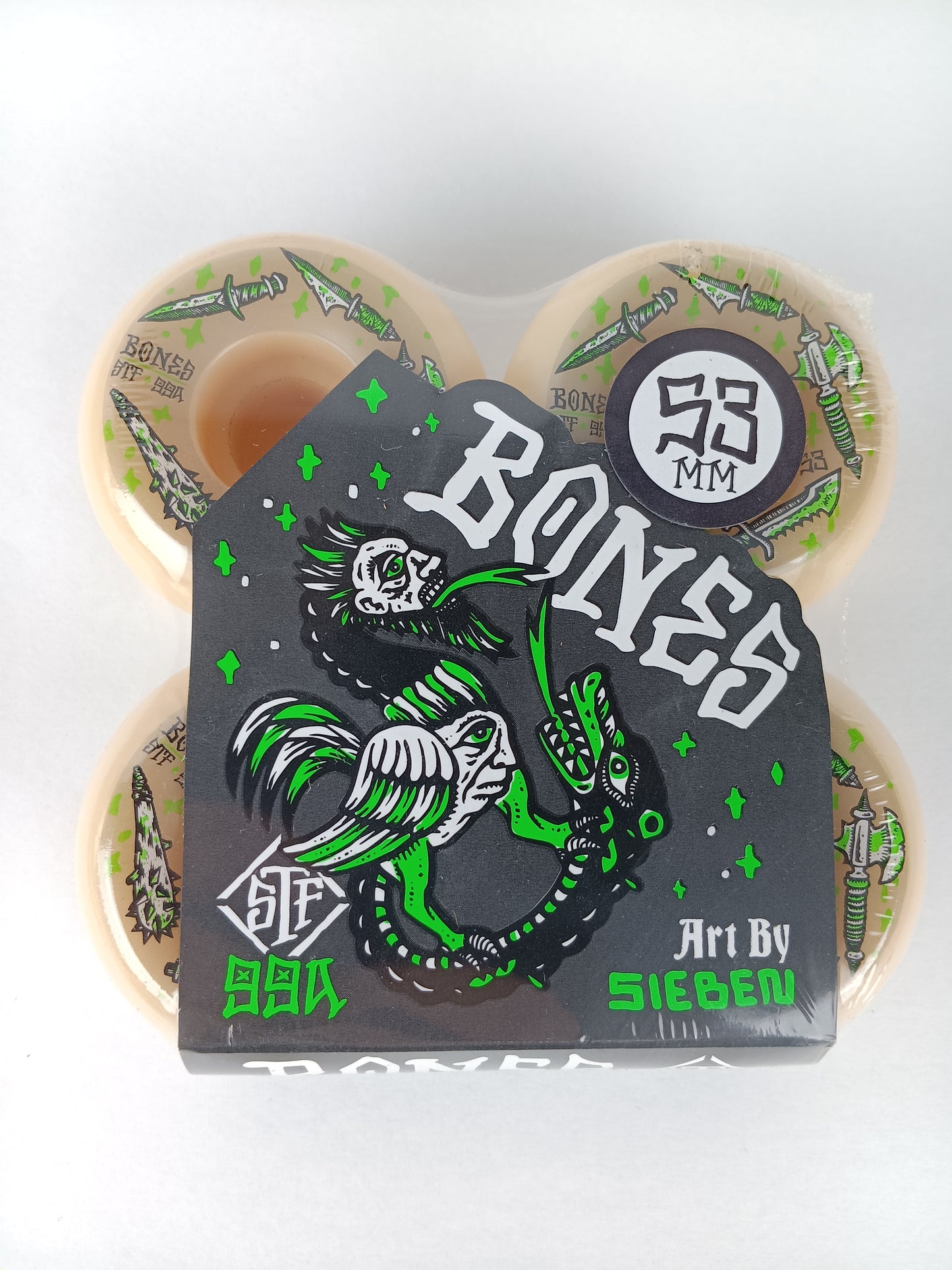 Bones X Michael Sieben Dark Days Street Tech Formula STF Weapons Natural Green White Size 53MM Vintage NOS Wheels