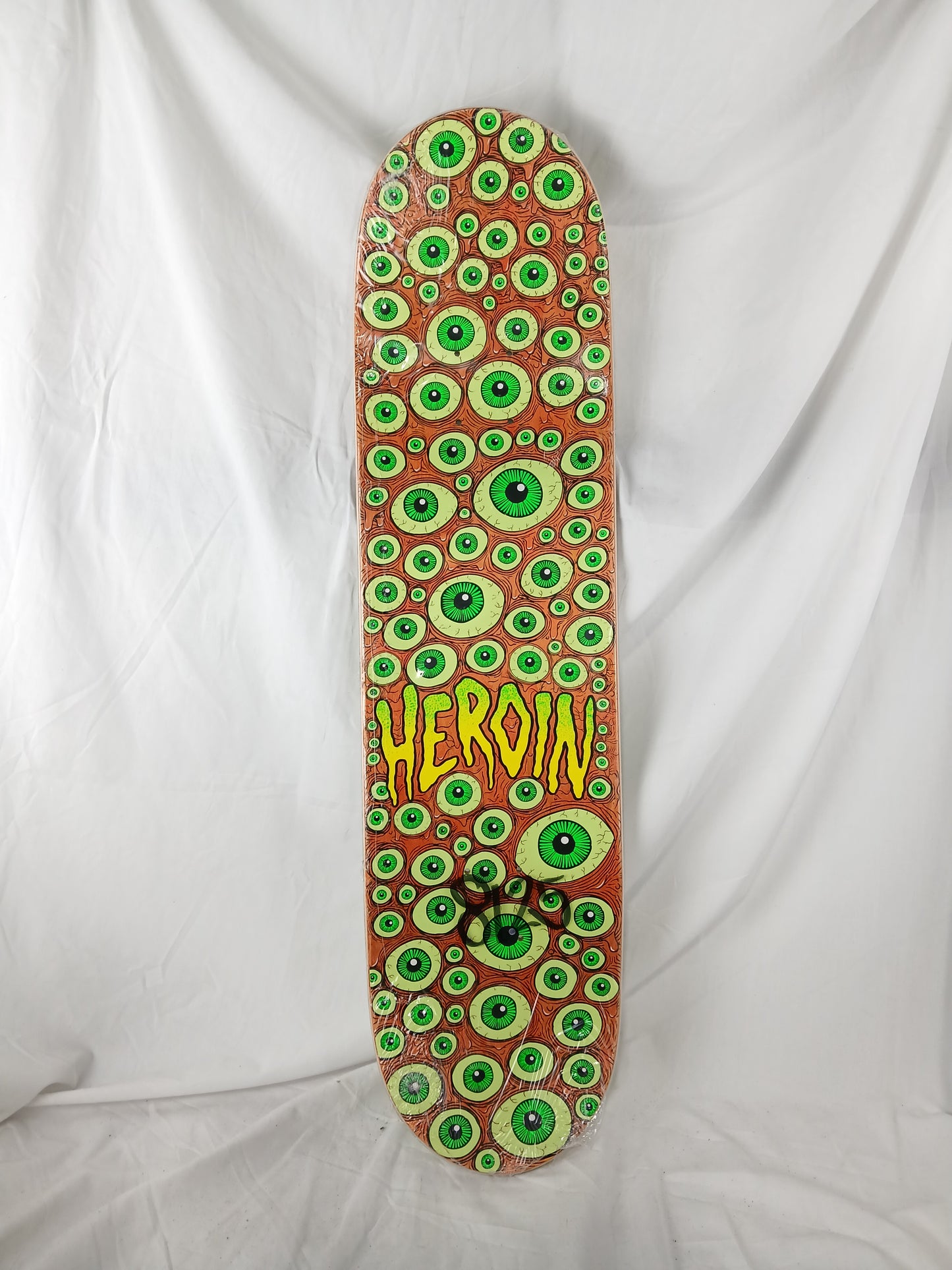 Heroin Eyes Tan Green Yellow Size 8.125" Vintage NOS Deck