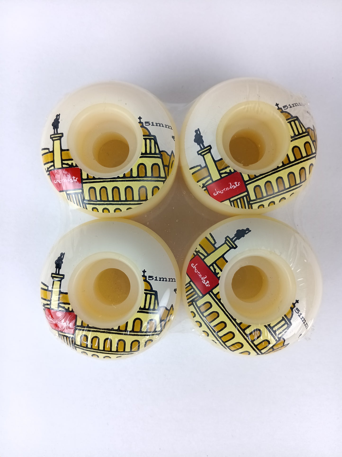 Chocolate Buildings Tan Yellow White Size 51MM Vintage NOS Wheels