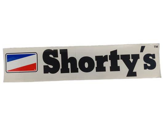 Shorty's OG Logo Banner White Red Blue Size 25" x 5.5" Inch Extra Large Vintage NOS Sticker