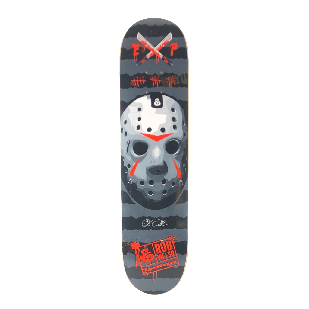 Expedition One Rob Welsh Jason Vorhees Friday The 13th Graphic Black Grey White Red Size 7.65" Skateboard Deck