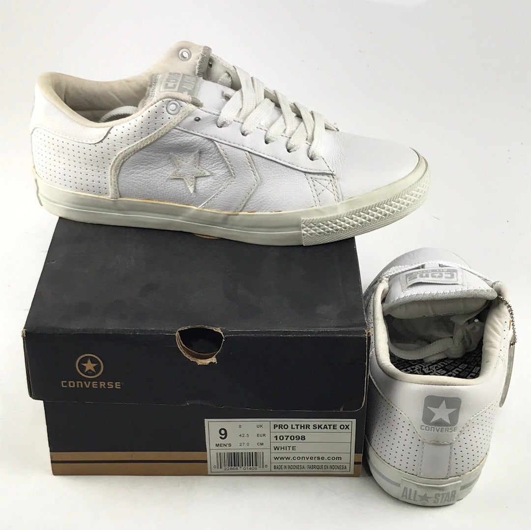 Converse Pro LTHR Skate Ox White 107098 US Mens Size 9