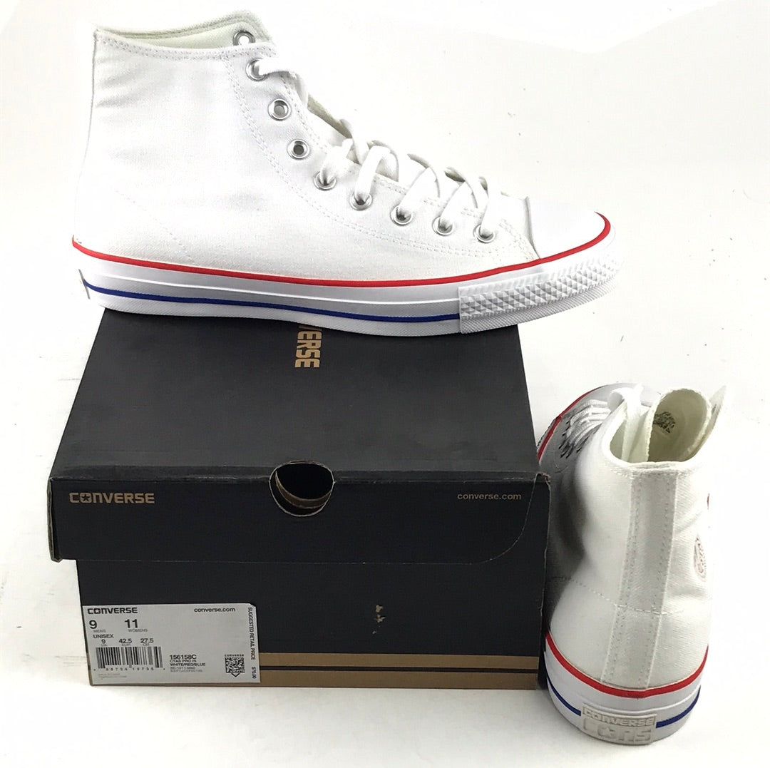 Converse CTAS Pro Hi White/Red/Blue 156158 US Mens Size 9