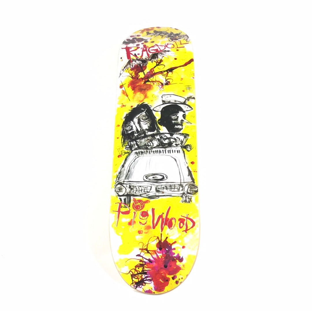 Pig Ragdoll Fear & Loathing Sketch Yellow/Red/White 8.125" Deck