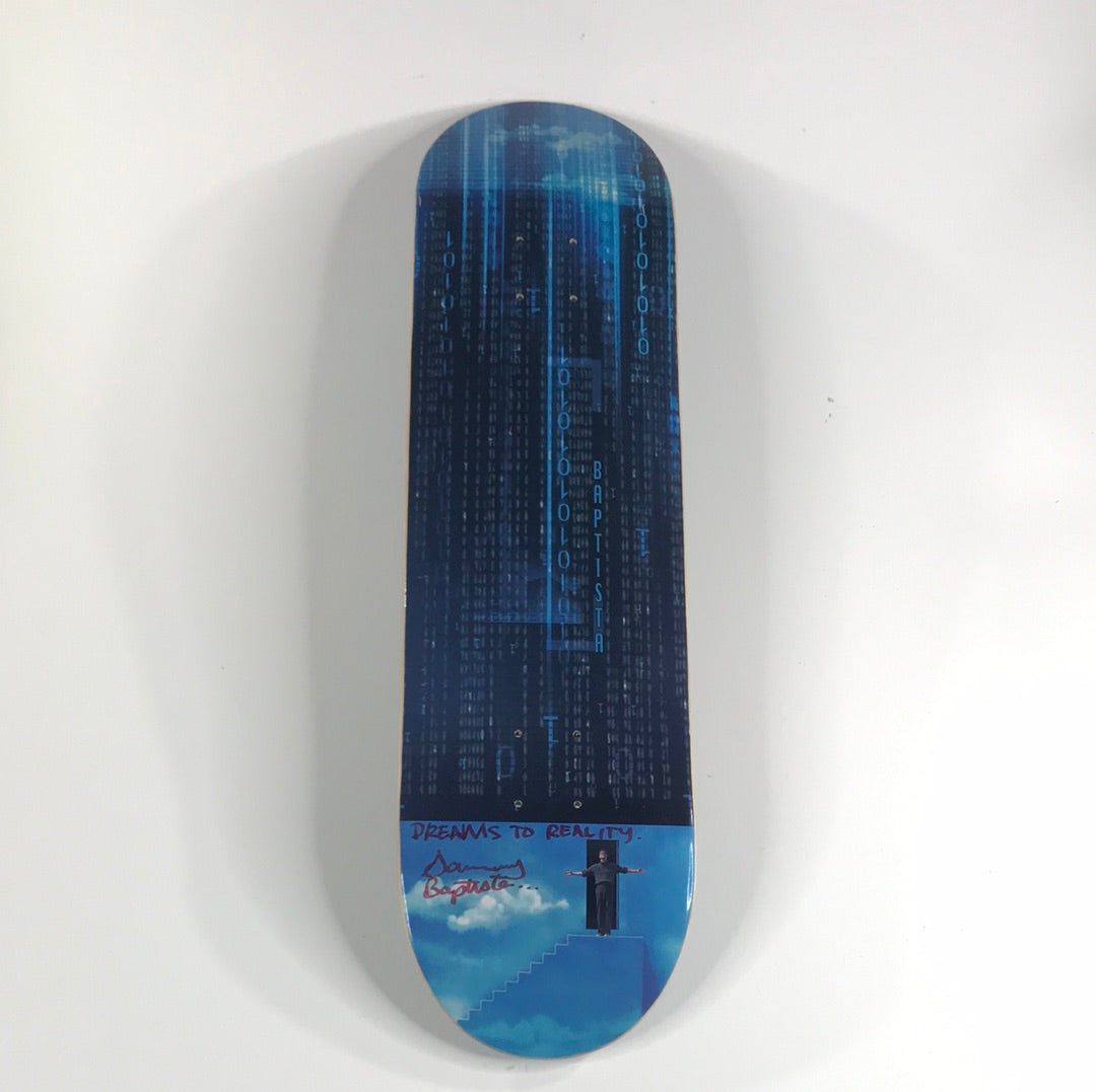 Sammy Baptista Signed Truman Show Binary Code Blue 8.25 Skateboard