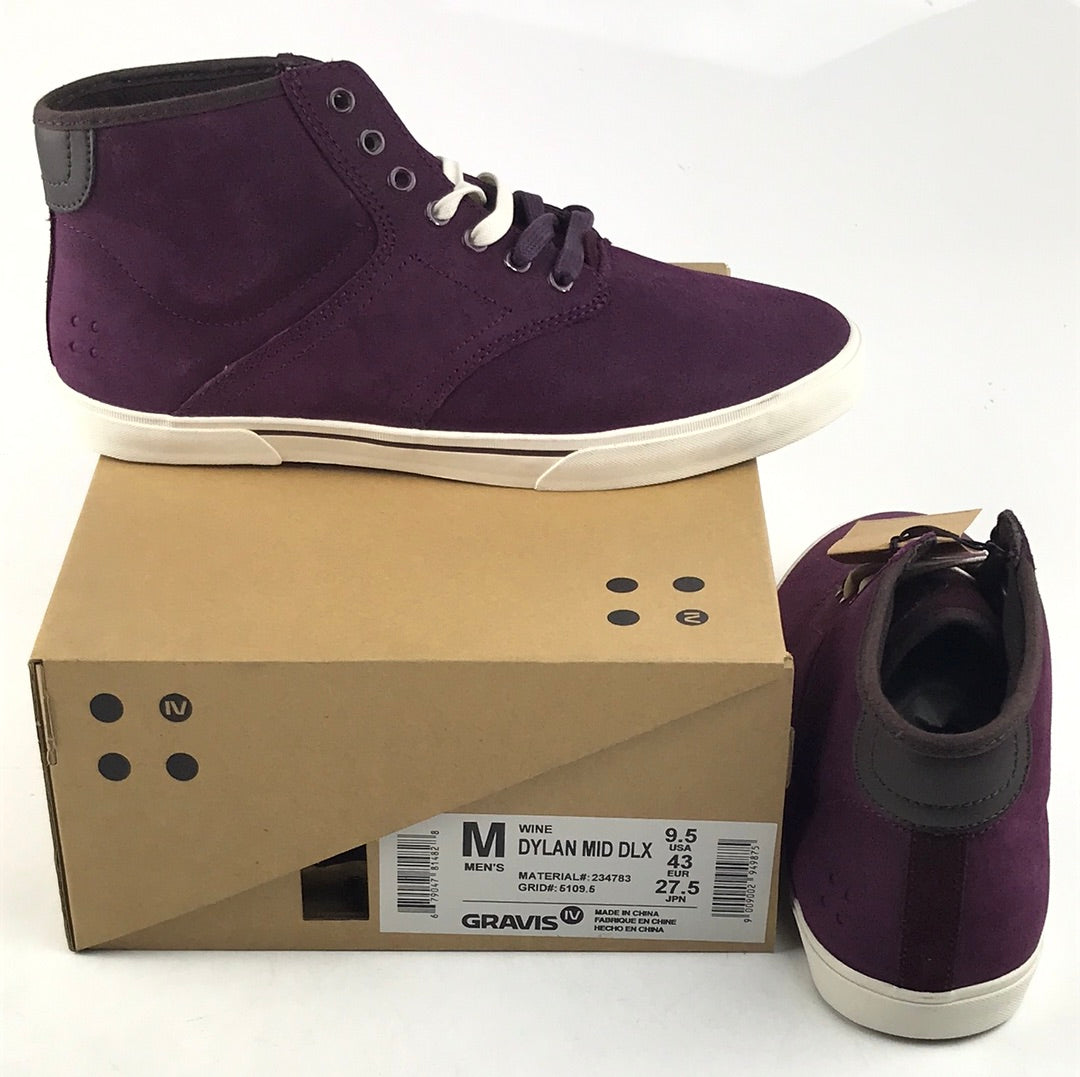 Gravis Dylan Mid DLX Wine US Mens Shoes Size 9.5