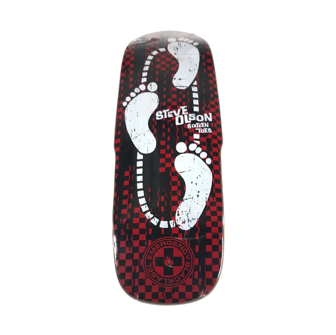 Black Label Emergency Steve Olson Sixteen Toes Red/Black Size 9.25" Vintage NOS Deck