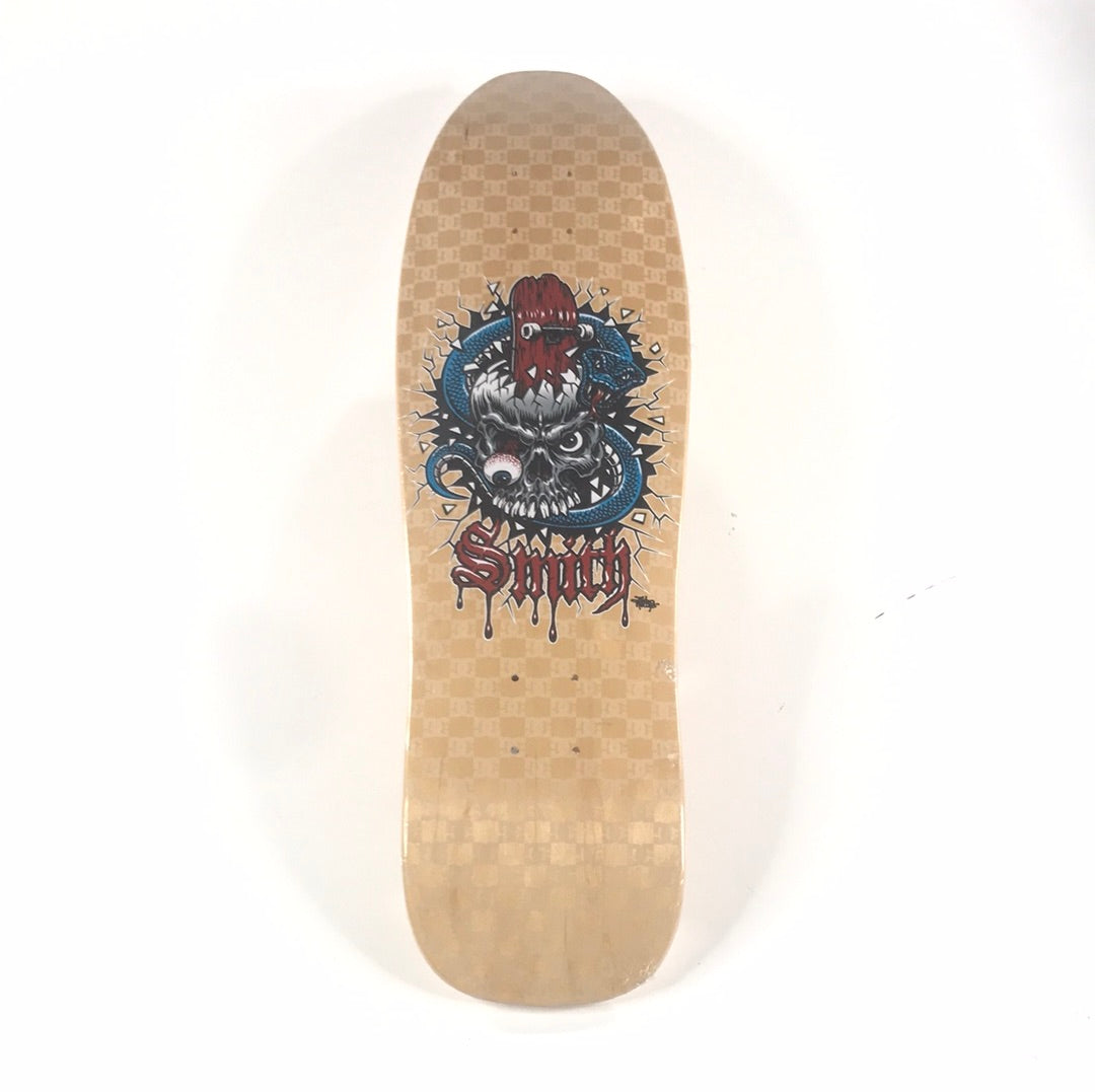 DC Ryan Smith Skull And Snake Woodgrain Shaped Skateboard Deck