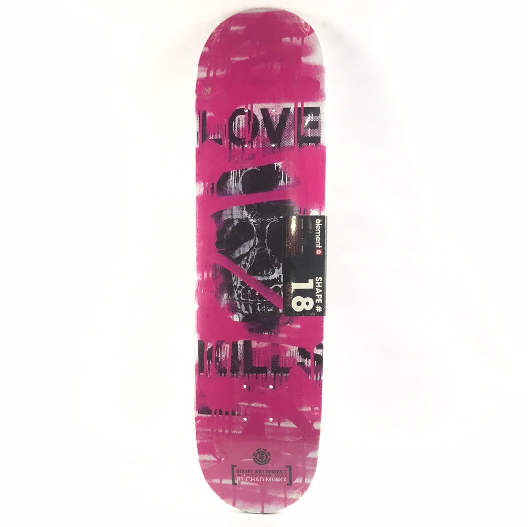 Element Design By Chad Muska Love Kills Pink/Black/White 8.25" Skateboard Deck