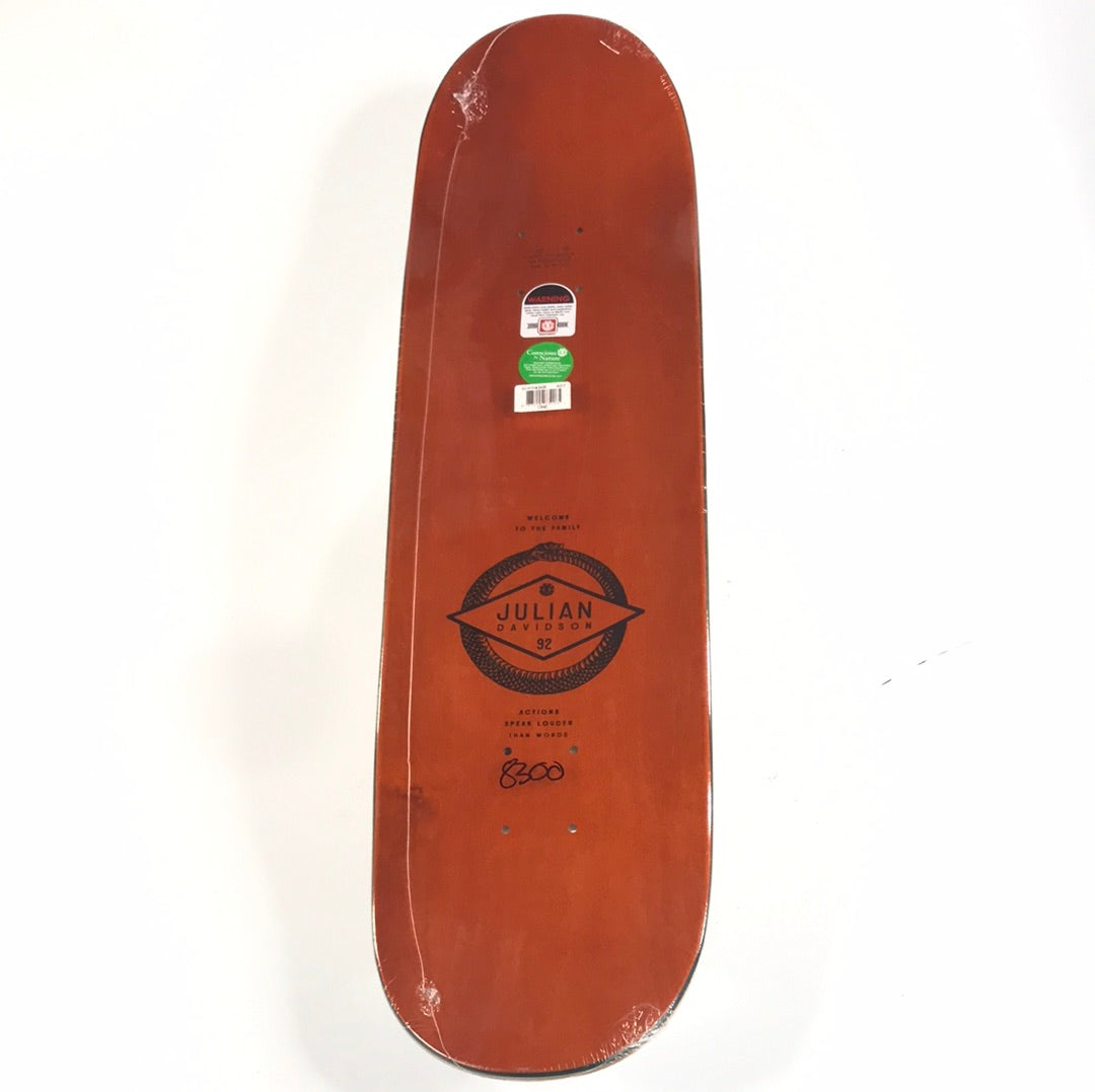 Element Julian Davidson Welcome To The Family Green Skateboard Deck Size 8.3" Vintage NOS Deck