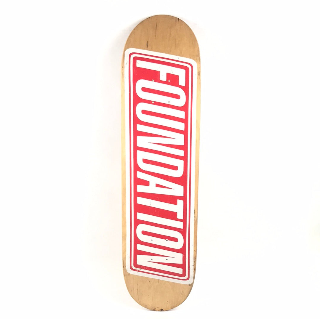 Foundation Team Basic Font Woodgrain/Red 8.25" Skateboard Deck