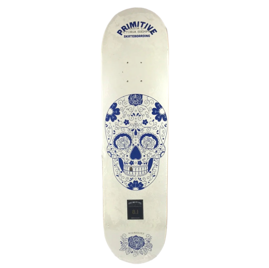 Primitive Paul Rodriguez Sugar Skull White/Blue 8.1" Skateboard Deck