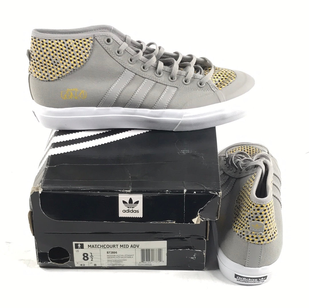 Adidas Skate Matchcourt Mid ADV MGSOGR/EQTYEL/FTWWHT B72896 US Mens Size 8.5