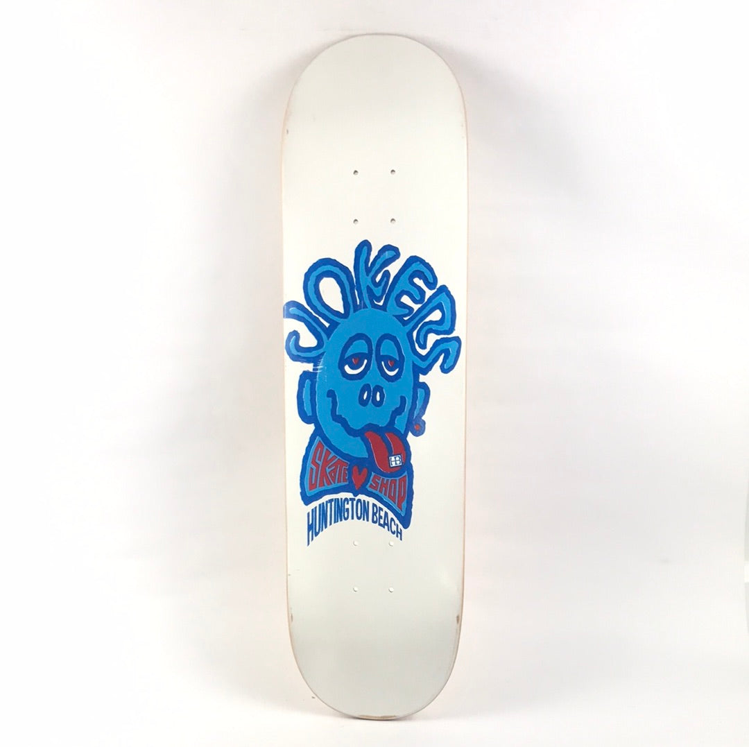 Jokers Skate Shop Jeff Grosso Santa Cruz Face Graphic Team Acid Blue/White 8.25'' Skateboard Deck