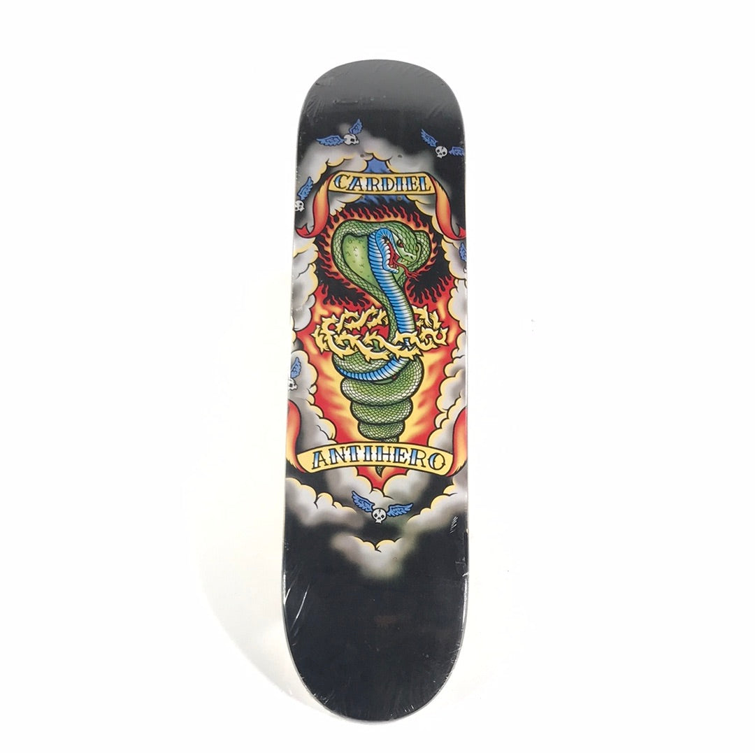 Anti Hero John Cardiel Cobra Black 7 3/8 Skateboard Deck – western-skate-co skateboard 7 3