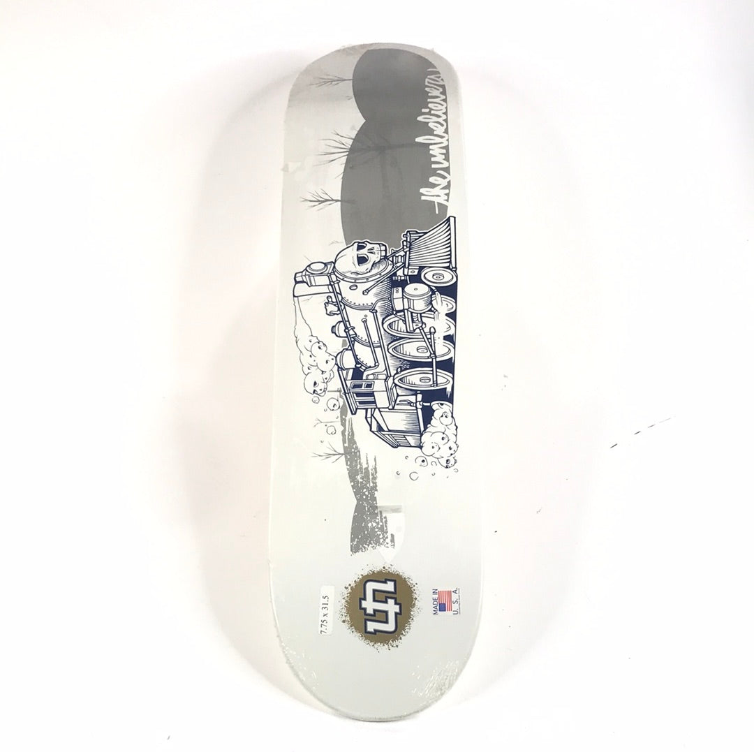 The Unbelievers Skull Train Jeremy Fish White/Blue 7.75" Skateboard Deck