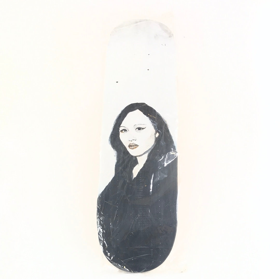 Brand? Hand Painted / Signed Ladys face 2017 Black White 8.5 Skateboard deck