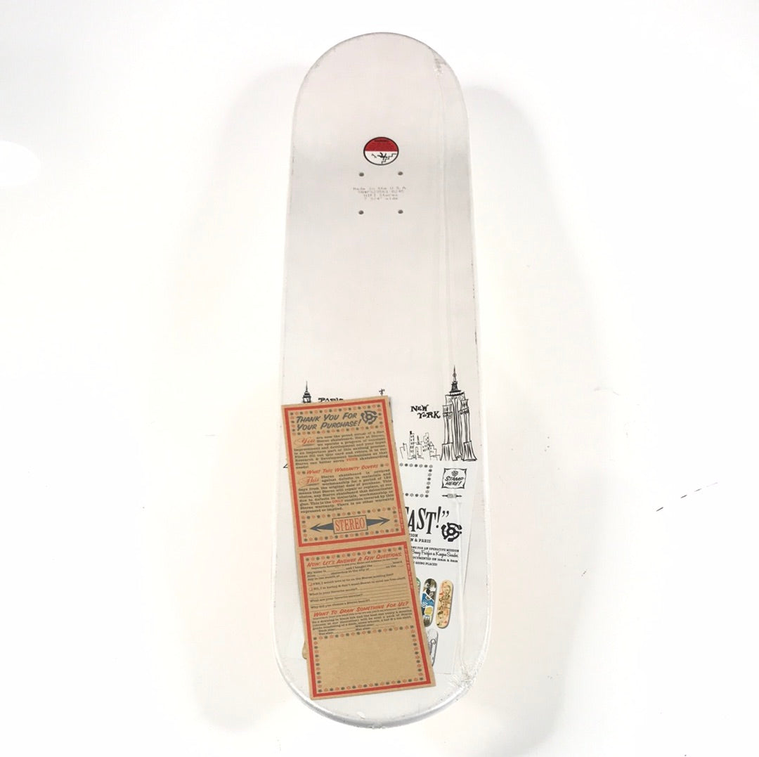 Stereo Jason Lee Eiffel Tower Sunsets White 7.75" Skateboard Deck