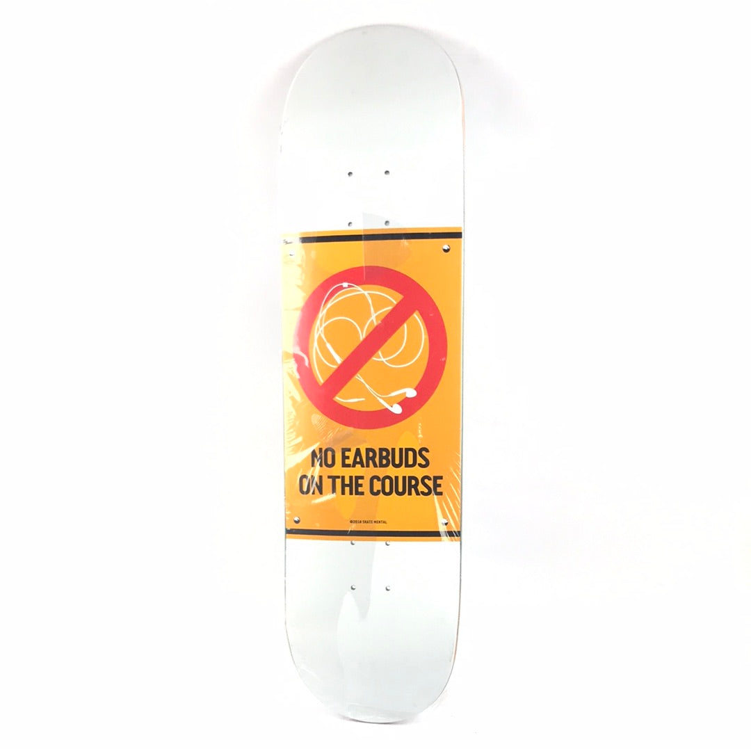 Skate Mental No Ear Buds On the Course White/Yellow 8.25" Skateboard Deck