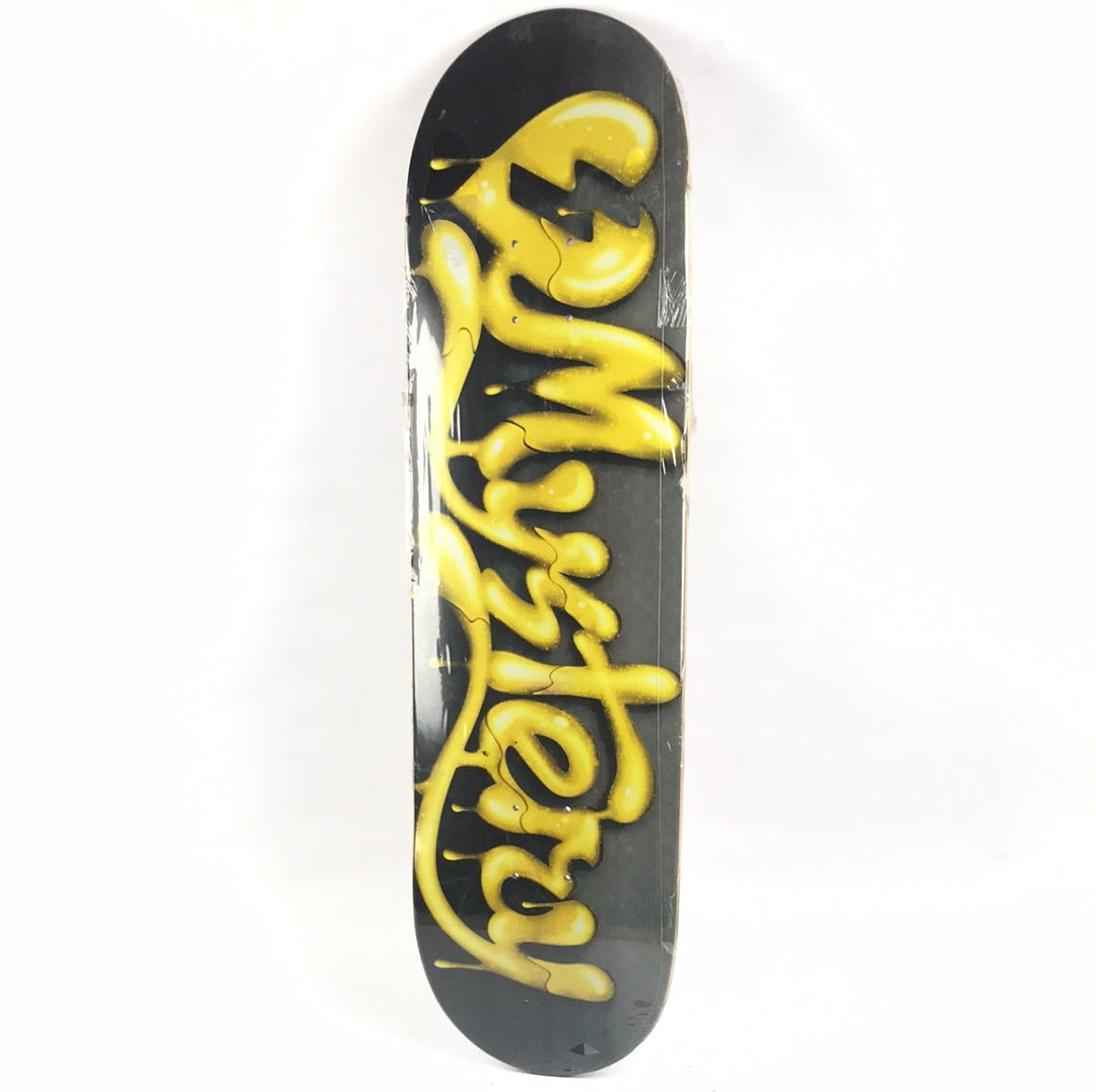 Mystery Script Yellow Black Skateboard Deck dp