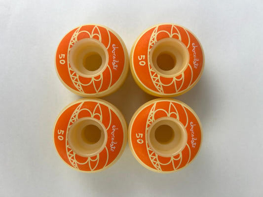 Chocolate Flower Graphic Orange Natural Size 50MM Vintage NOS Wheels
