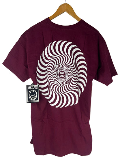 Spitfire Classic Swirl Front Print The End Large Back Print Burgundy White Size L S/s Vintage Shirt