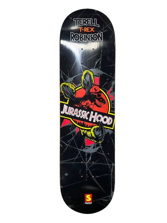 Selfish Terel Robinson T-Rex Robinson Jurassic Hood Black Red YEllow Size 8.18" Vintage NOS Deck