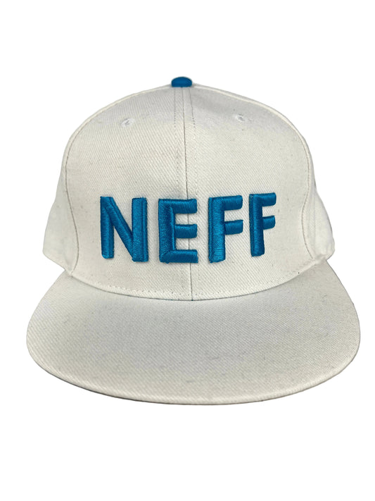 Neff NEFF White Metallic Blue Shark Tooth Under Bill Size S Vintage Fitted Hat