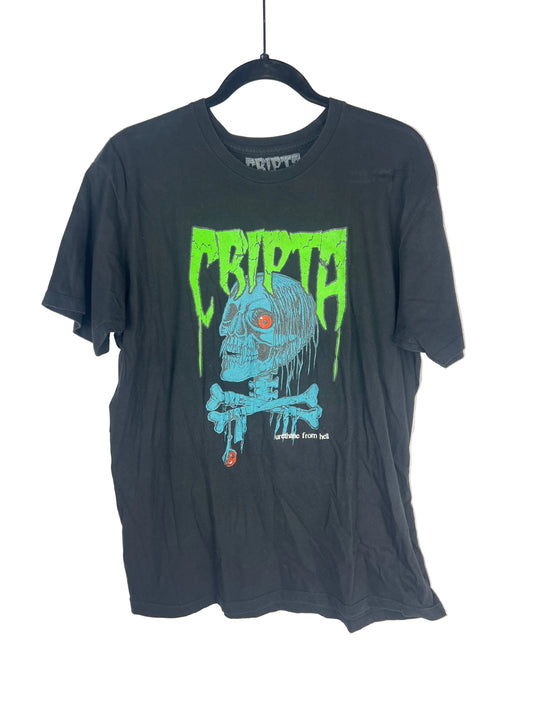 Cripta Wheels Urethane From Hell Zombie Crossbones Zorlac Pushead Spoof Black Green Blue Size L S/s Vintage Shirt