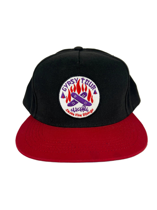 Cliche Gypsy Tour Skate Like Django Patch Red Blue Purple One Size Fits All Vintage Snapback Hat