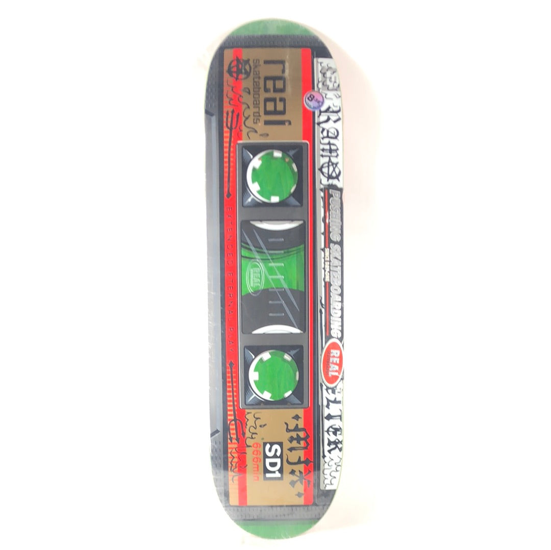 Real Petter Ramondetta VHS Tape Graphic Black/Blank Green/Red/White Size 8.38 Skateboard Deck