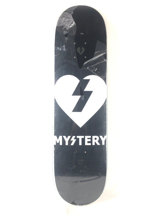 Mystery Heart Logo Team White Black Size 8.5 Skateboard Deck