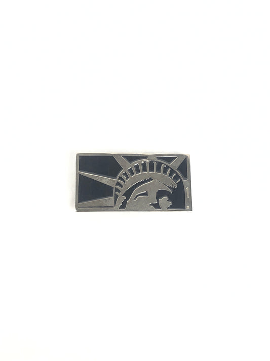 Veece Wasted Metal Liberty Metallic Silver Black 5" x 2.5" Belt Buckle