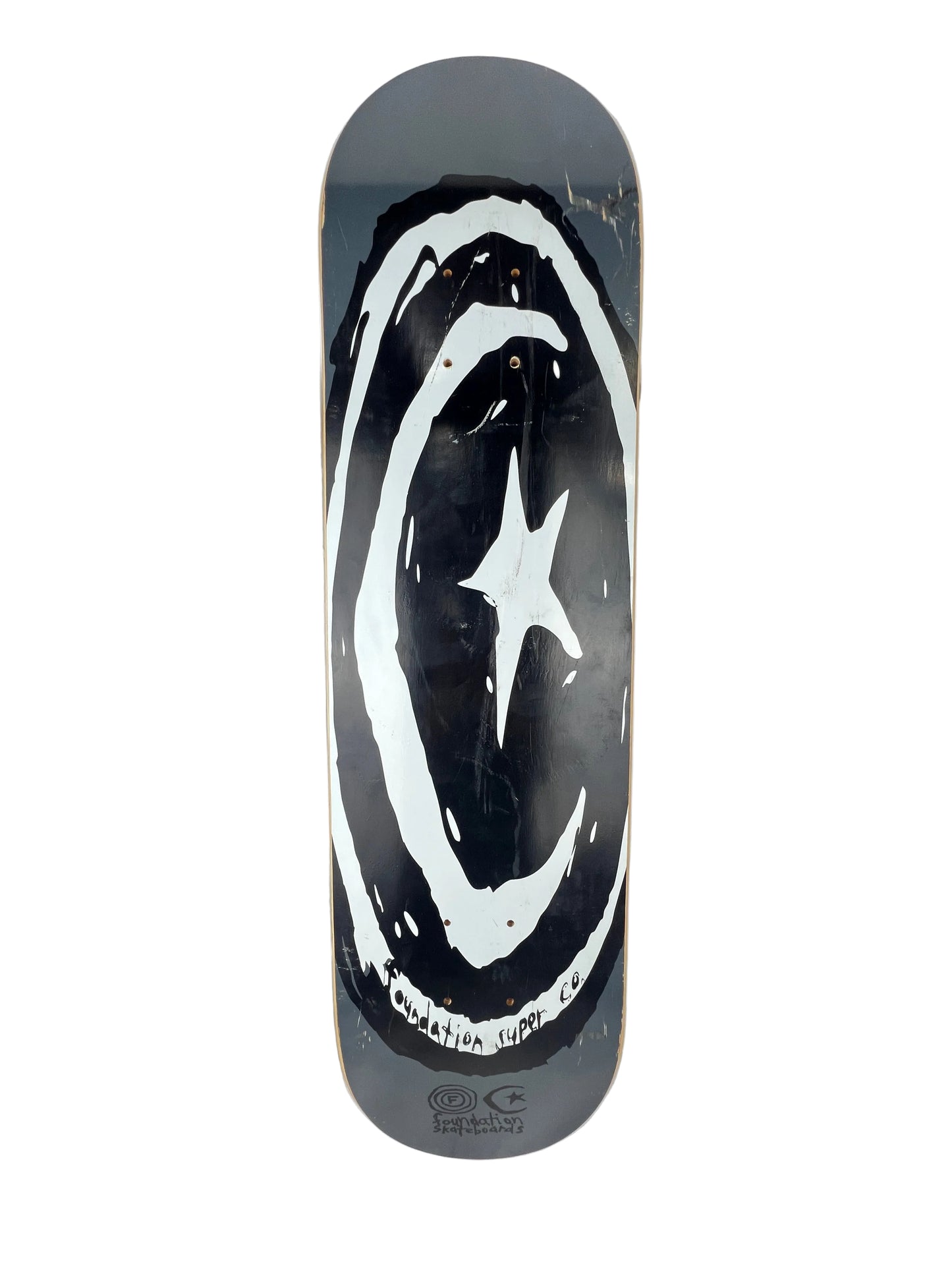 Foundation Moon & Star Stretched Grey White Black Size 7.9" Purple Top Watson MFG Vintage NOS Deck