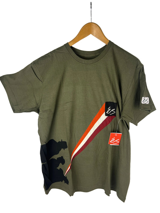 eS Hollis 3 Men Flying Logo Olive Multi Size L S/s Vintage Shirt 2000
