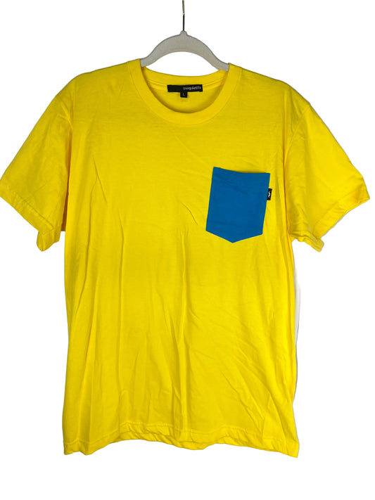 The Quiet Life Highlight Yellow Lt Blue Size L S/s Vintage Pocket Shirt