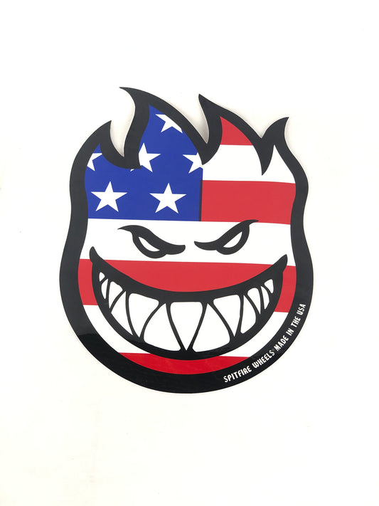 Spitfire Big Head American Flag Red White Blue 11.5" x 8" (Large) Sticker