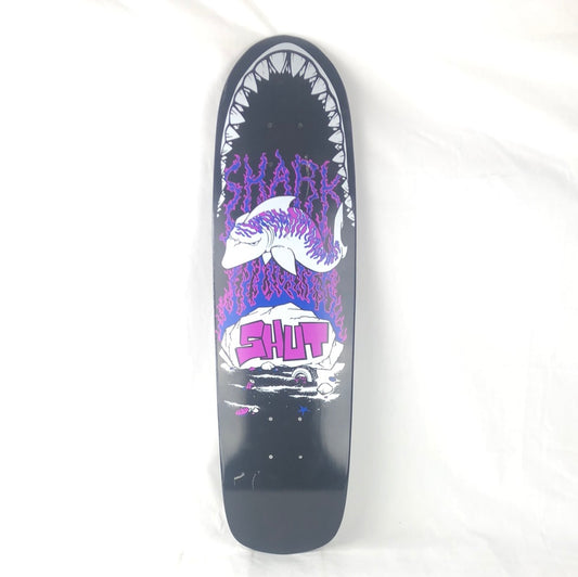 Shut Skates Shark Graphic Black/White/Purple Size 8 Shaped Skateboard Deck 2007