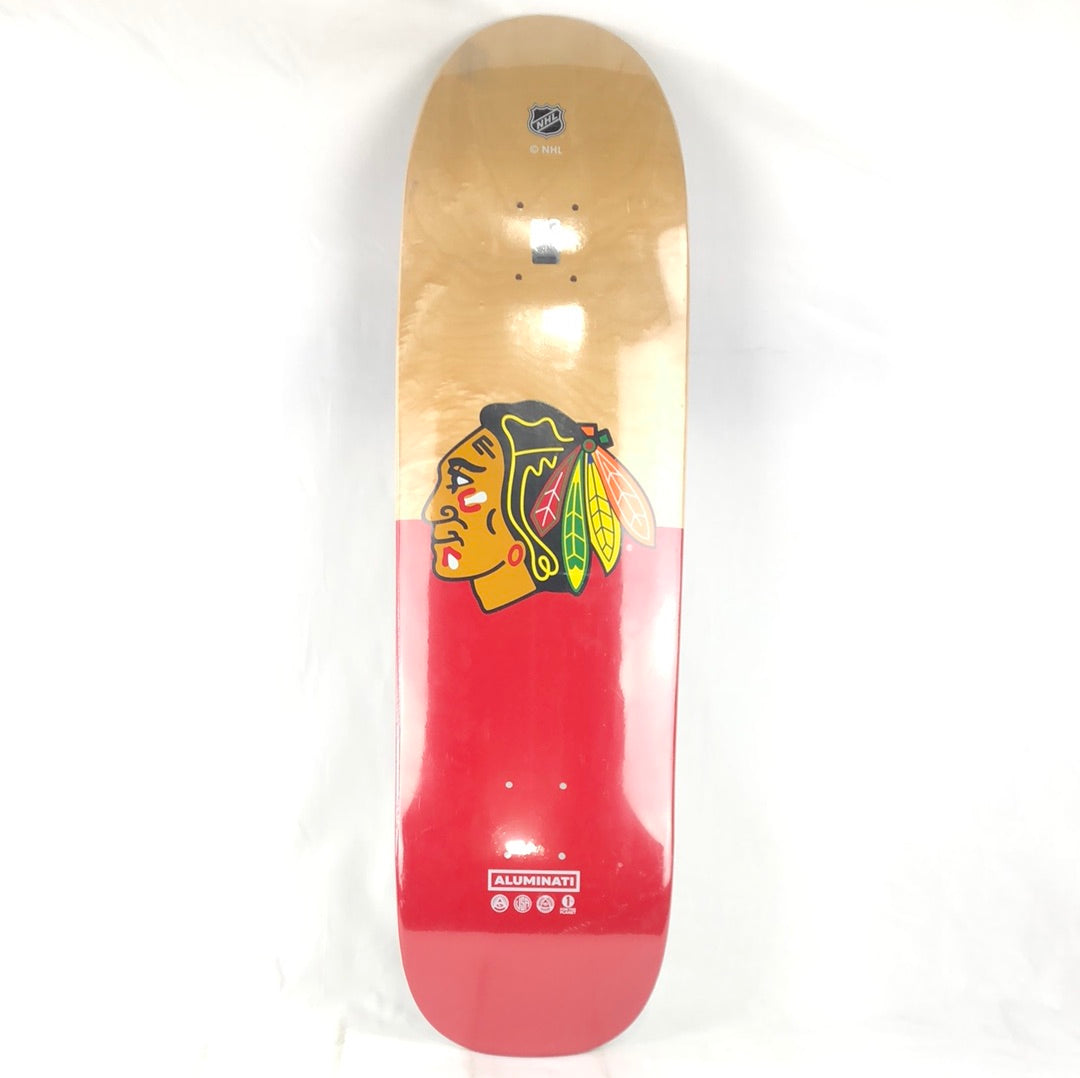Aluminati X Black Hawks Red/Woodgrain 8.5'' Skateboard Deck