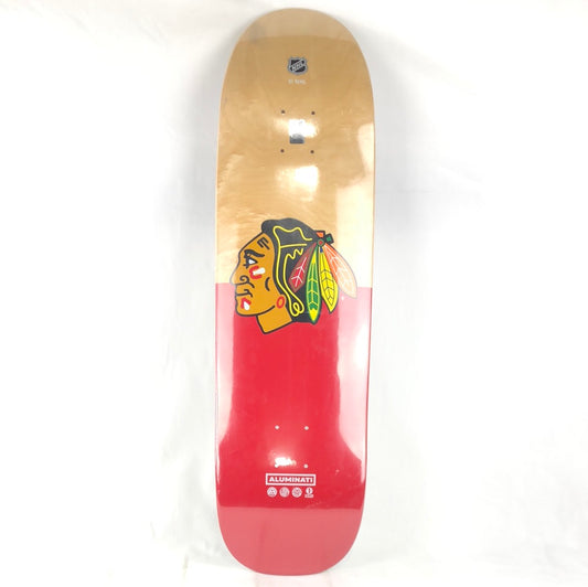 Aluminati X Black Hawks Red/Woodgrain 8.5'' Skateboard Deck