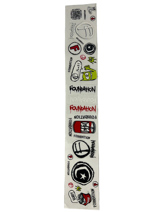 Foundation White Black Multi Stickers 19.25 X 3.25" Vintage NOS Sticker Sheet