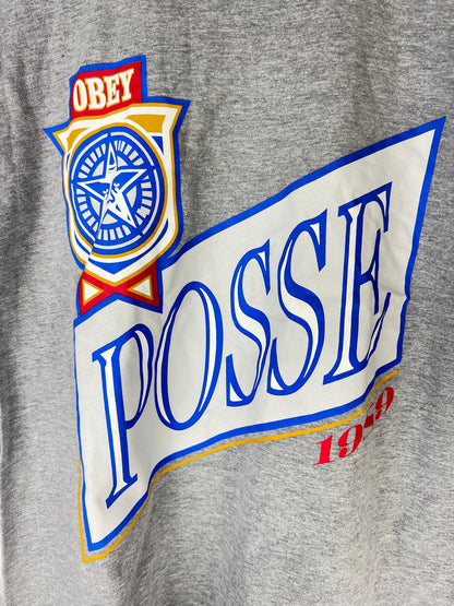 Obey Posse 1989 Ribbon Grey Blue Red Size S S/s Vintage Shirt