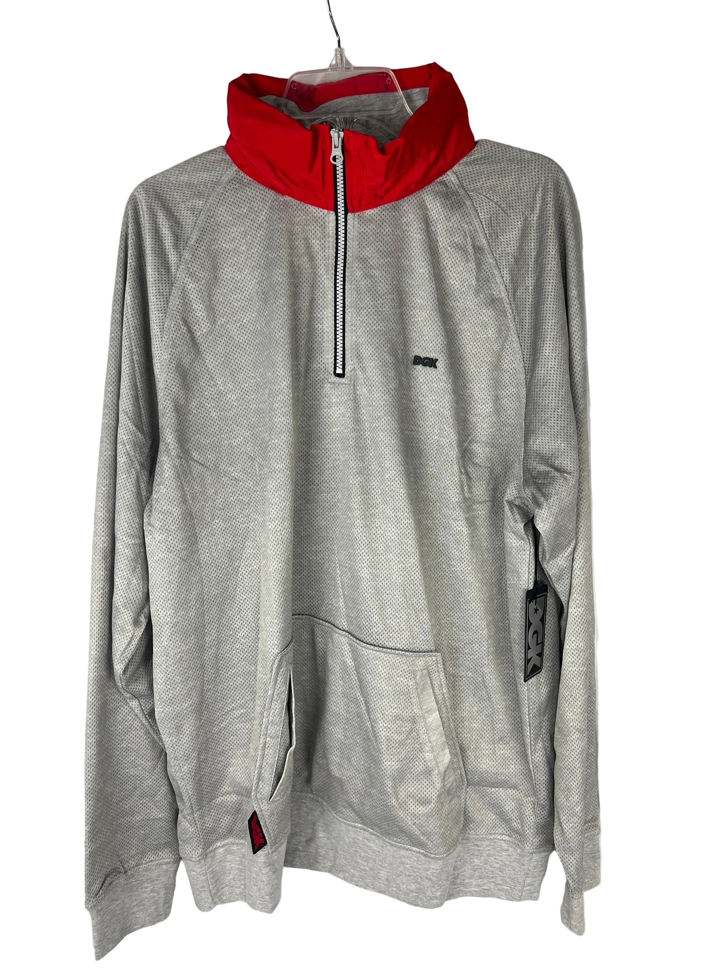 DGK Jersey Print Grey Red Black Size XL L/s Collar Zip Up Jacket