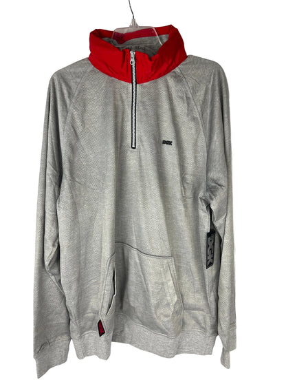 DGK Jersey Print Grey Red Black Size XL L/s Collar Zip Up Jacket