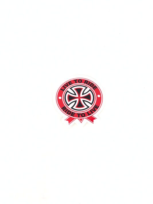 Independent Trucks Live to Ride Red Clear Black 3.25" x 3.5" Sticker
