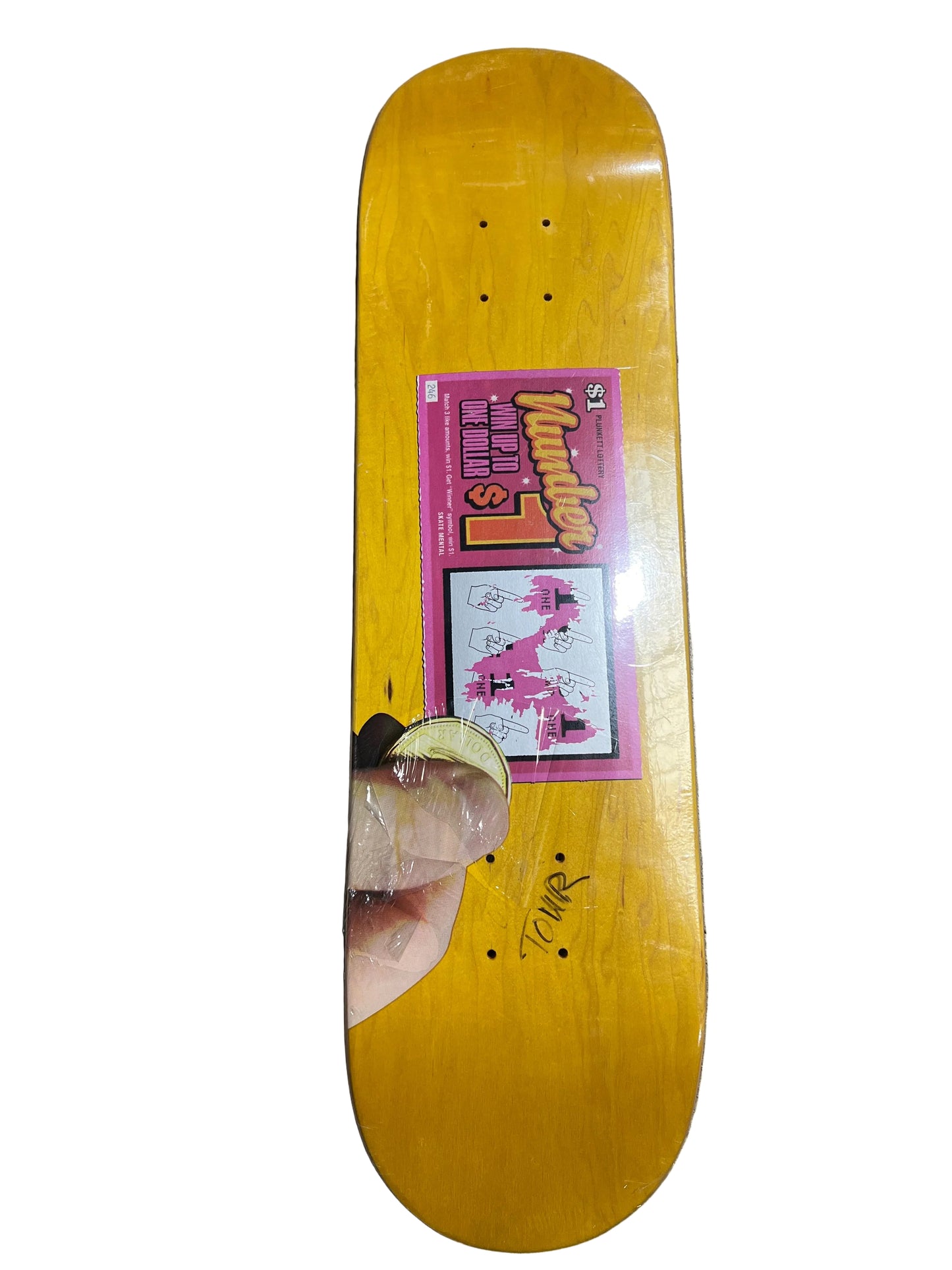 Skate Mental Dan Plunkett Scratcher Pink Multi Size 8.25" Vintage NOS Deck