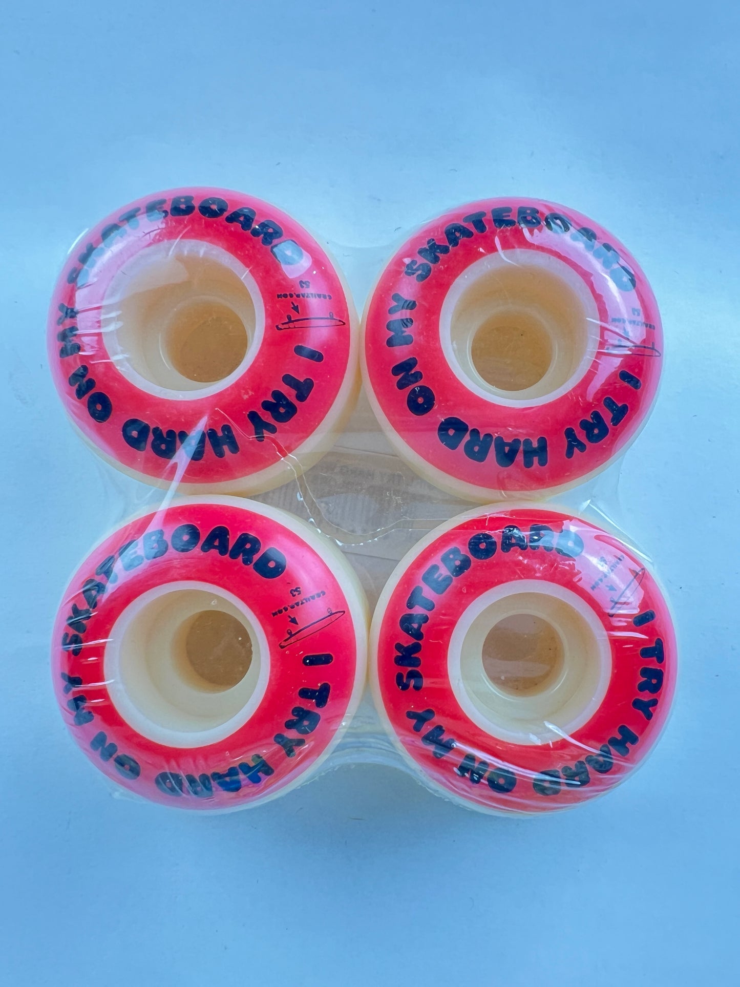 Girl X Crailtap I Try Hard On My Skateboard Pink Black White Size 53MM Vintage NOS Wheels