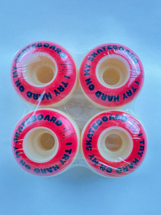 Girl X Crailtap I Try Hard On My Skateboard Pink Black White Size 53MM Vintage NOS Wheels
