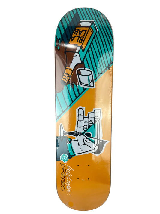 Stereo Kyle Leeper Black Label Martini Glass Orange Turquoise White Size 8.5" Vintage NOS Deck